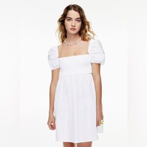 Aritzia Sundeh Hadley Puff Sleeve Babydoll Mini Dress White Size Medium